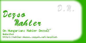 dezso mahler business card